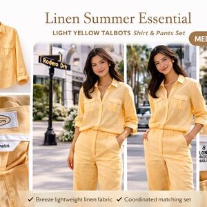 Talbots Light Yellow Linen Shirt & Trousers Set ( Last One)